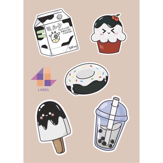 Sticker Đồ Ăn ( Đen )