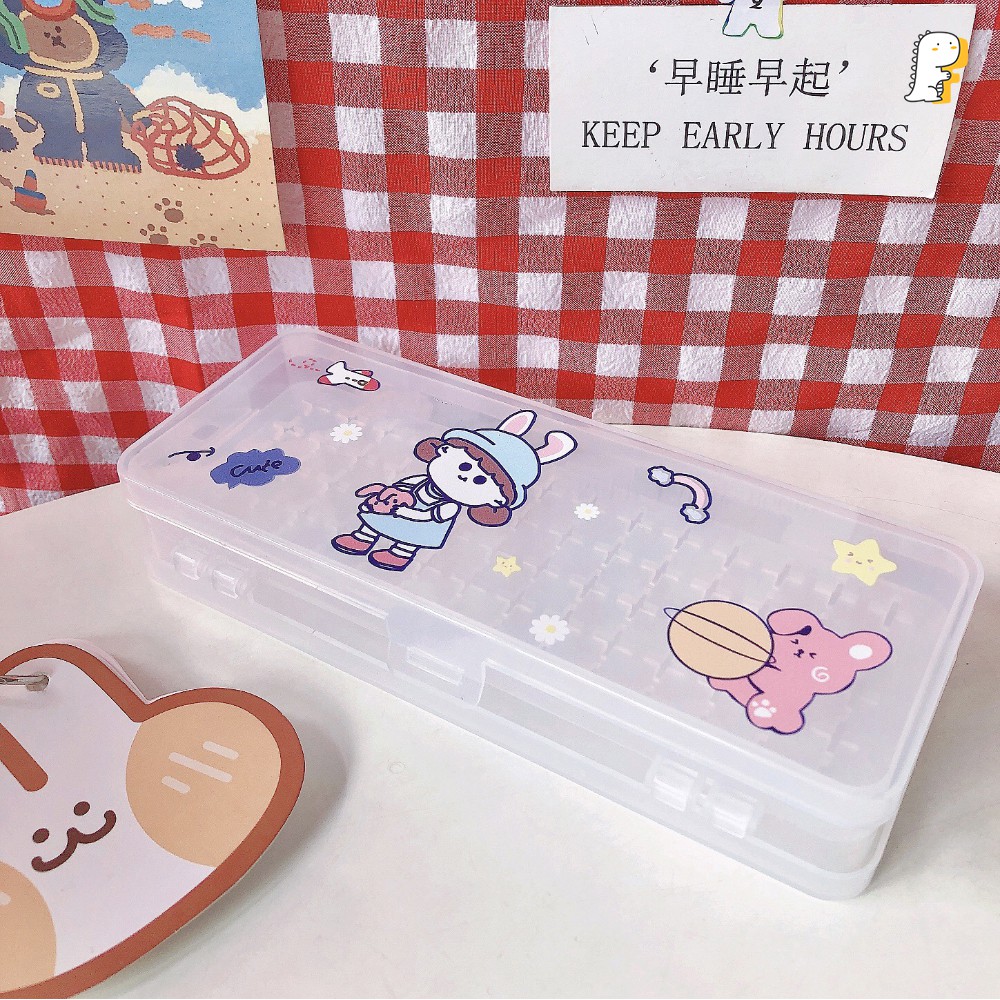 Hộp bút nhựa hai mặt nhiều hình