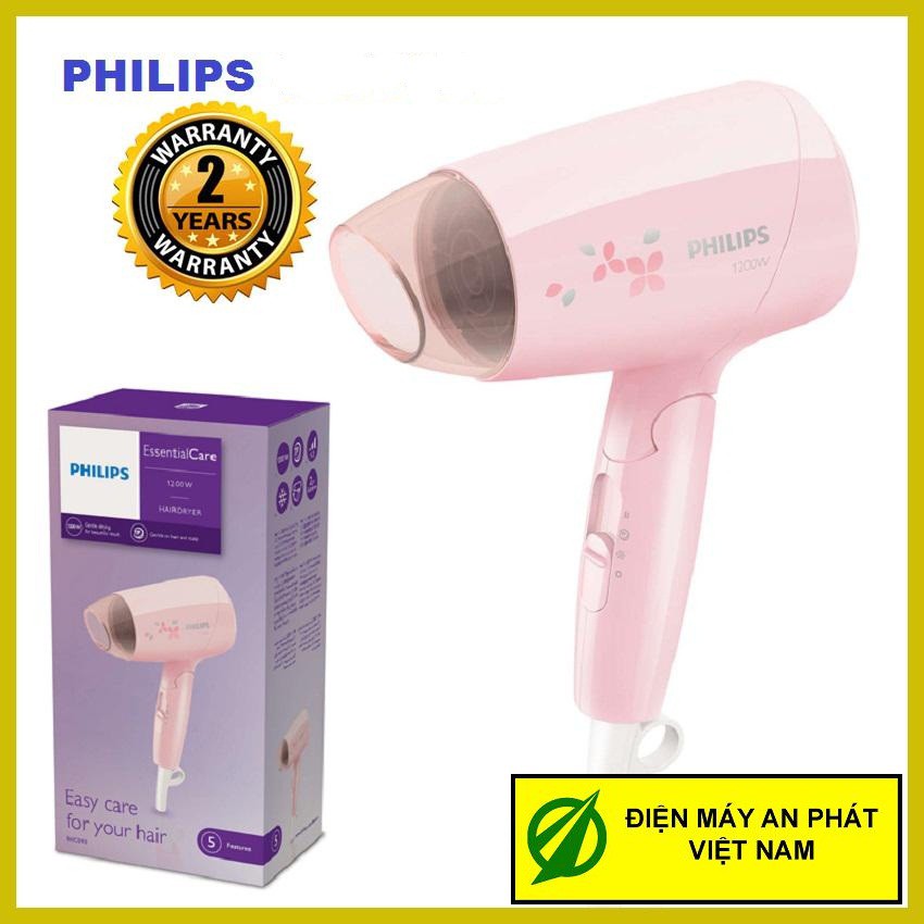 Máy sấy tóc du lịch Philips BHC010, 1200w, (màu hồng)- ( Hàng Công ty - Bảo hành 2 năm trên toàn quốc)