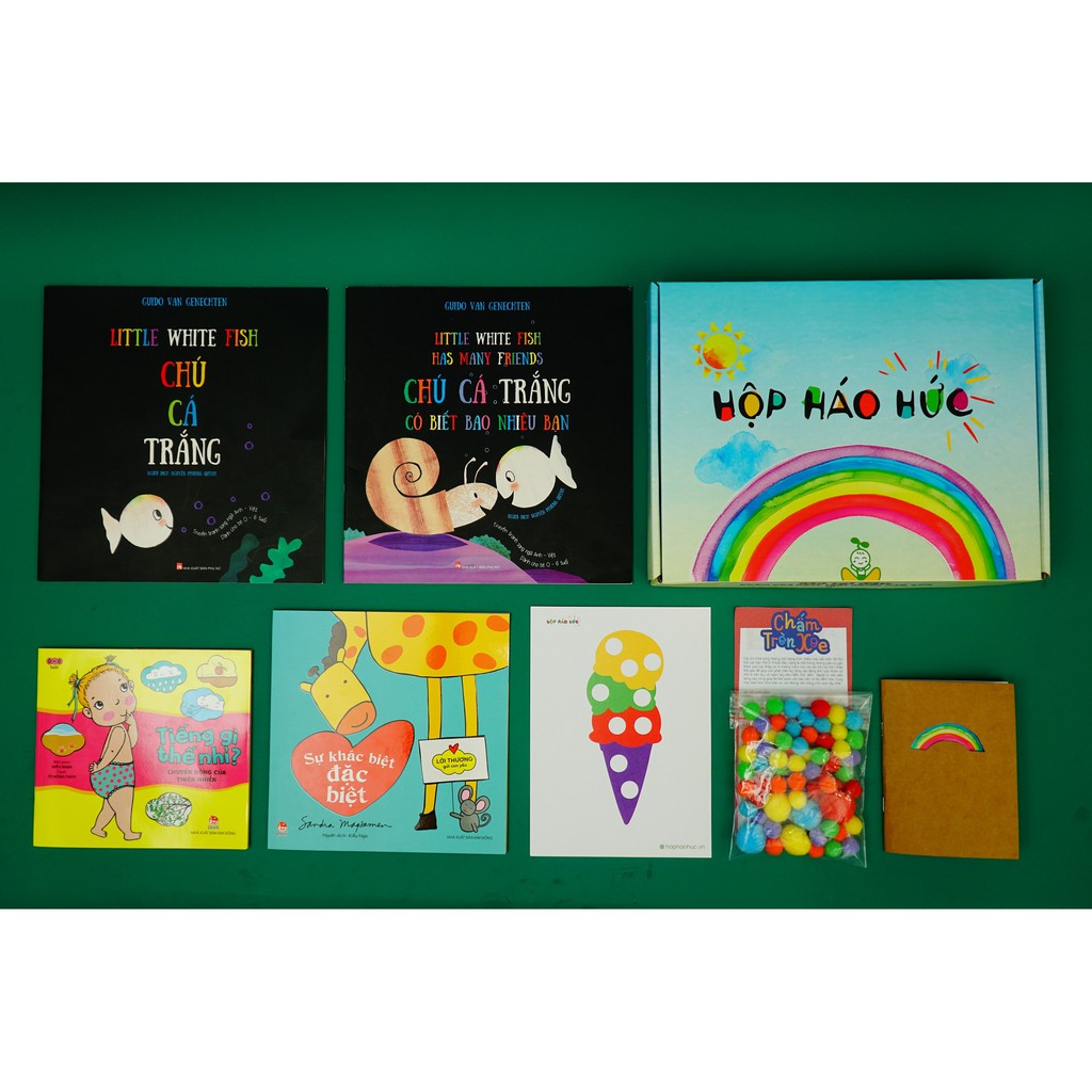 HỘP HÁO HỨC HÌNH KHỐI, MÀU SẮC, ÂM THANH, combo 4 cuốn sách, Set đồ chơi tương tác CHẤM TRÒN XOE, 0-3 tuổi T121