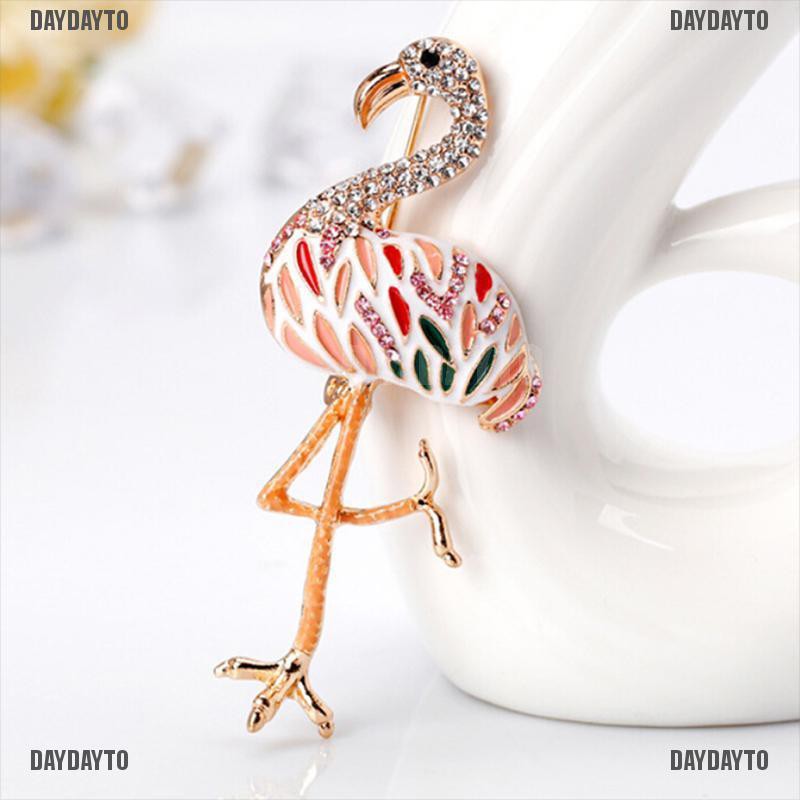 Ghim Cài Áo Hình Chim Hồng Hạc Đính Đá Thời Trang