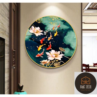 Xả tranh tròn tráng gương sen cá