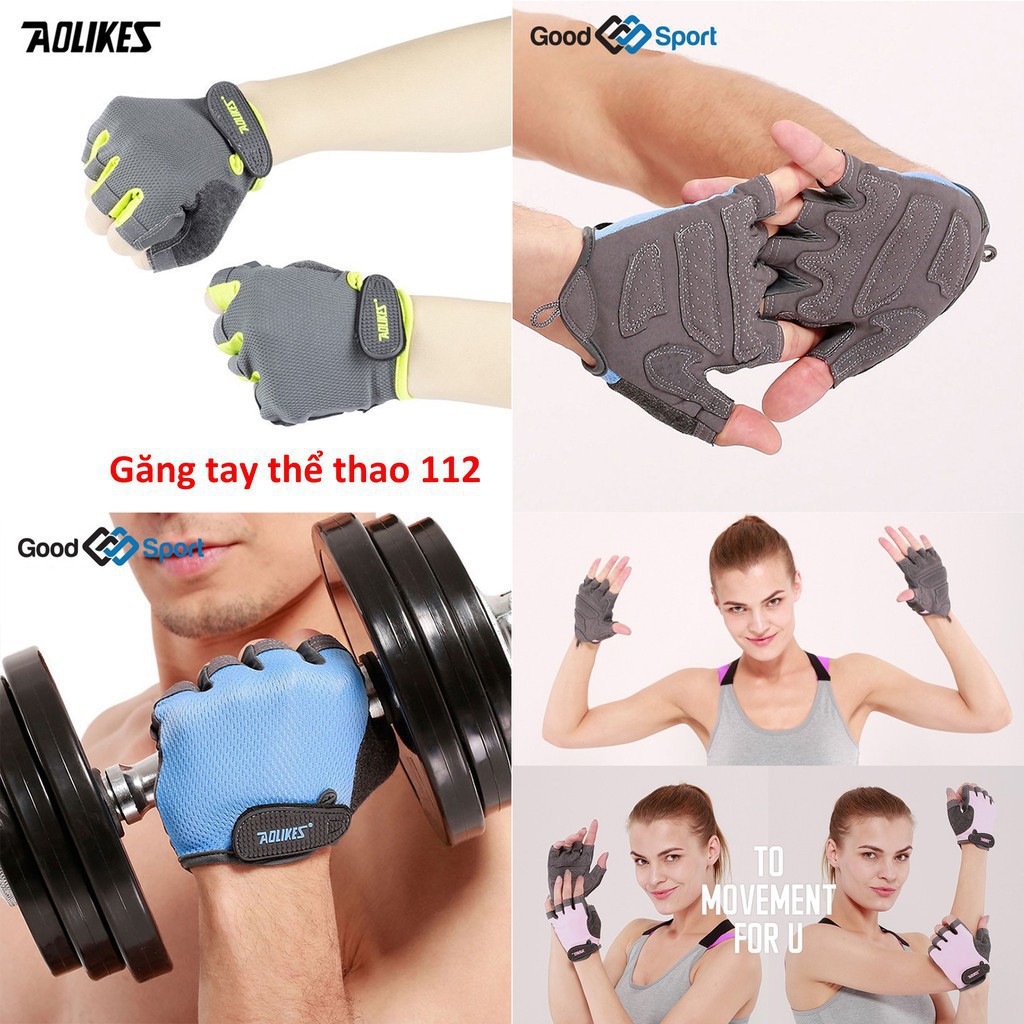 [Nhiều mẫu] Găng tay tập gym thể thao chính hãng Aolikes cao cấp (1 đôi) denatra15