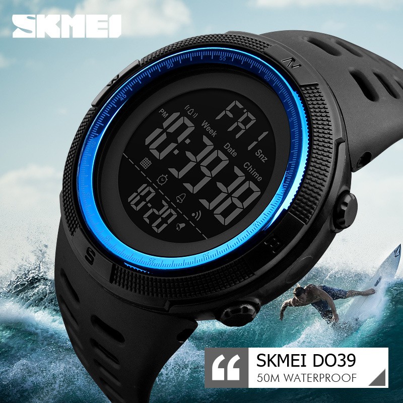 [Mới] Đồng hồ thể thao nam Skmei DO39 chống nước siêu bền - phong cách thể thao (viền xanh)