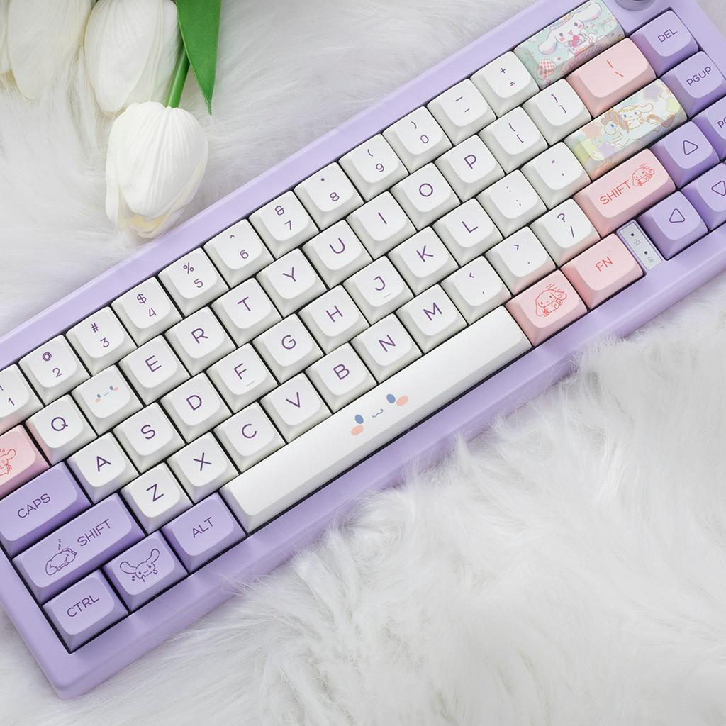 Bộ Keycap Tím - Keycap Cinnamon dog cute. Profile XDA - nhựa PBT - Bao dễ thương profile 147 nút