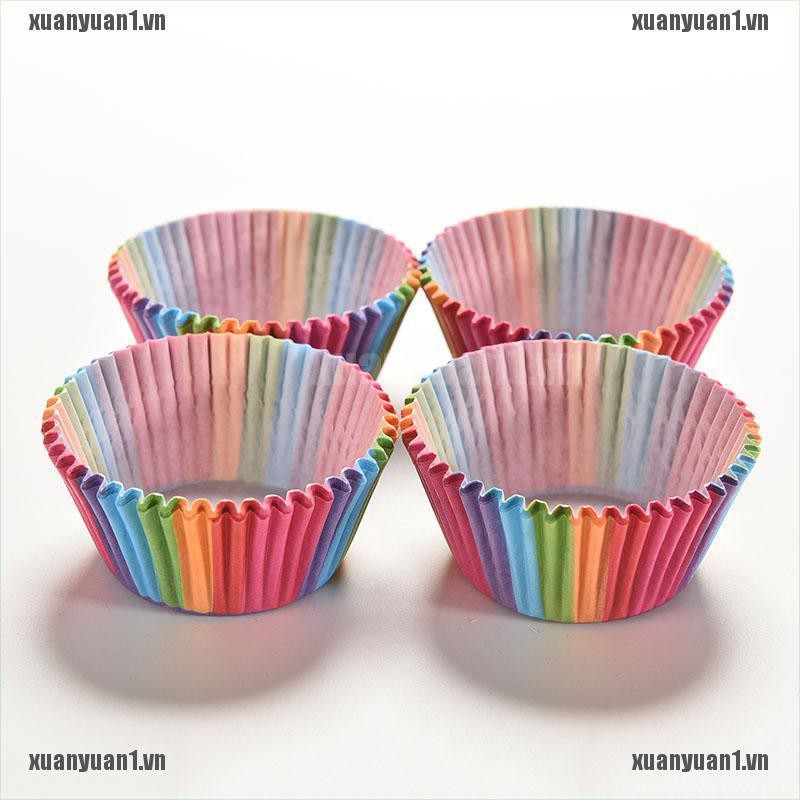 [XUANYUAN1] 100 Giấy Lót Bánh Muffin Màu Cầu Vồng