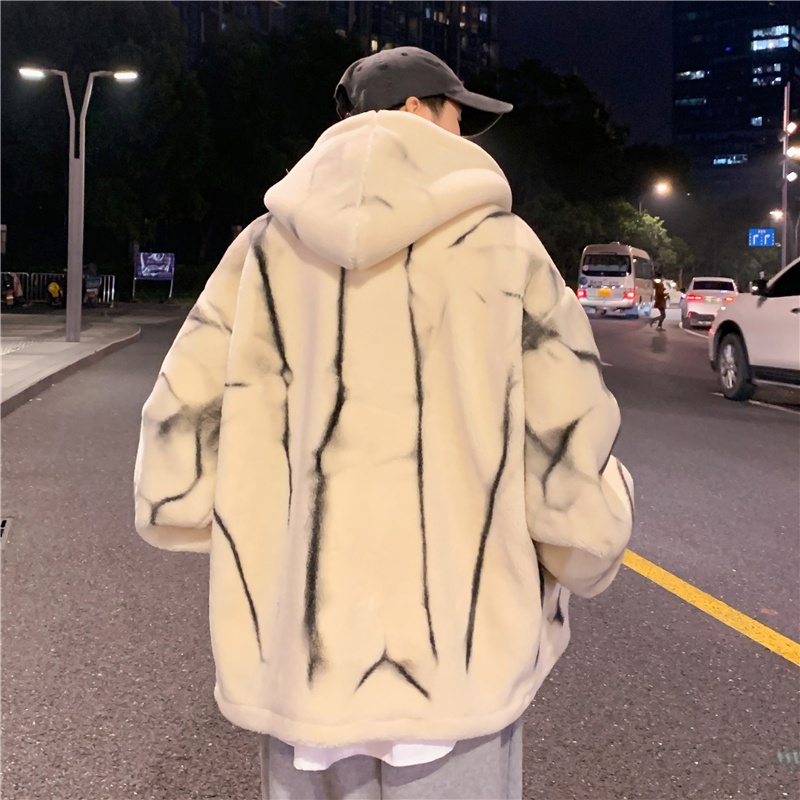 Áo khoác nam hàn quốc chất nhung dày dặn màu trắng và đen