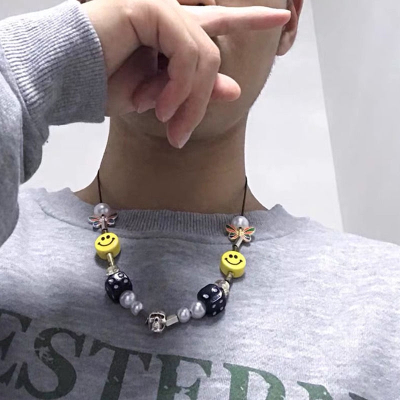 Dây Chuyền Mặt Hình Đầu Lâu Đính Ngọc Trai Cá Tính Hợp Thời Trang