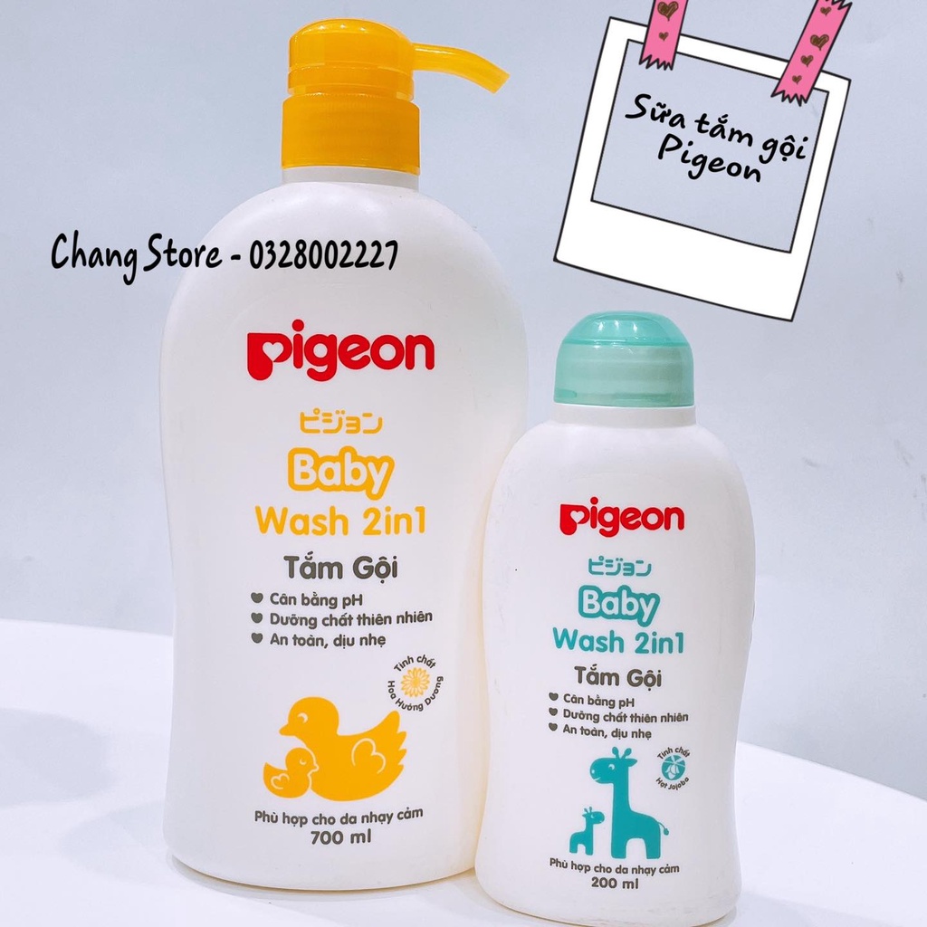 Sữa Tắm Gội Pigeon Cho Bé Dung Tích 200ml, 700ml