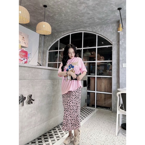 HÀNG LOẠI 1 SET ÁO THUN CHÂN VÁY BEO NỮ TÍNH NĂNG ĐỘNG