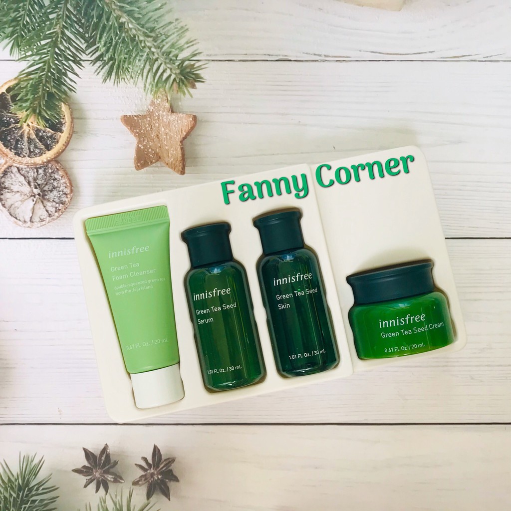 Bộ sản phẩm chăm sóc dưỡng ẩm da innisfree Hydration Skin Care Set with Green Tea 100ml