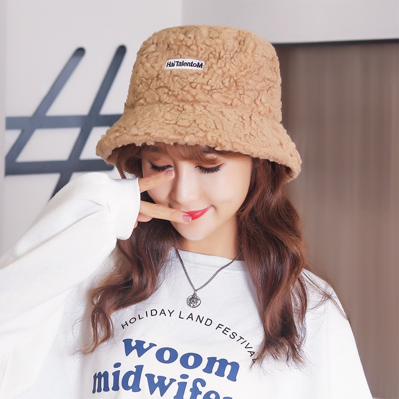 Mũ bucket Nón tai bèo vành cụp nón lông cừu xù 384 nhiều màu sắc Ulzzang form unisex nam nữ
