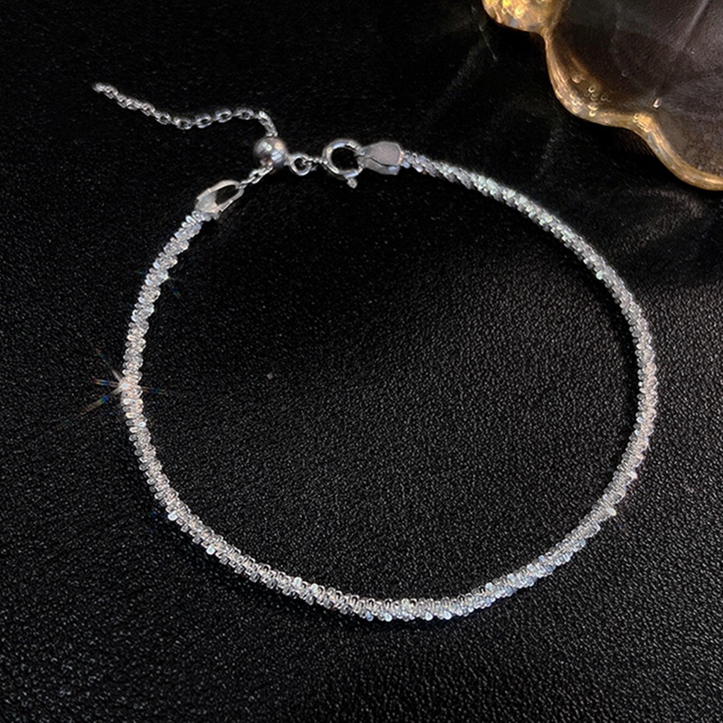 Vòng Tay 2 Pcs Korea Style Silver Link Chain Bracelet Sparkling Multi Layer Party Bracelets Set for Women Jewelry Gift