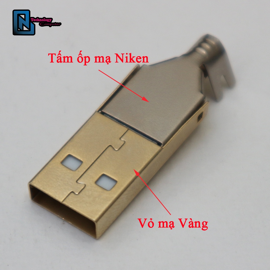 USB A Mạ Vàng Lõi Nhựa Màu Trắng 4 Pin Chịu Dòng Cao Chiều Dài 32MM