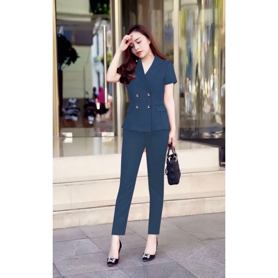 Sale: Set bộ vest công sở đính nút - Size M
