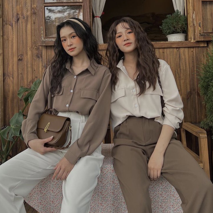 Áo sơ mi nữ tay dài VINTAGE SHIRT form rộng vintex Hàn (Ảnh thật/Có sẵn)