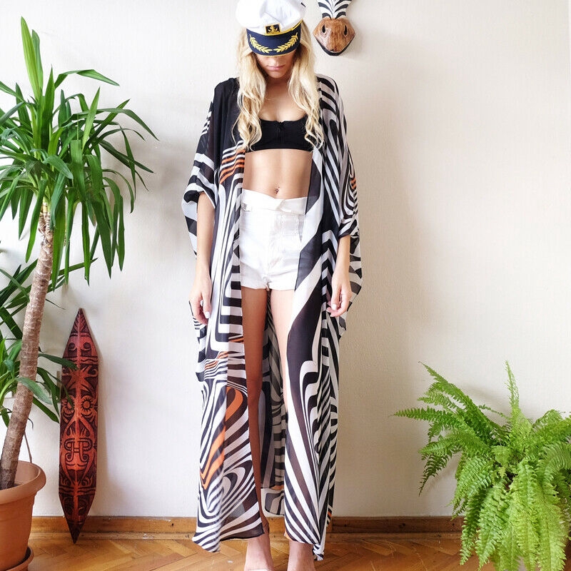 Áo choàng Bikini hoạ tiết kẻ sọc nhiều màu sắc | BigBuy360 - bigbuy360.vn