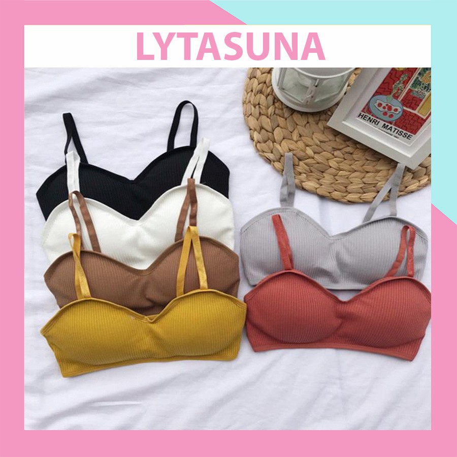 Áo Lót Bra Nữ Cotton Gân Tăm Đệm Mỏng kô Gọng Tôn Dáng BR12