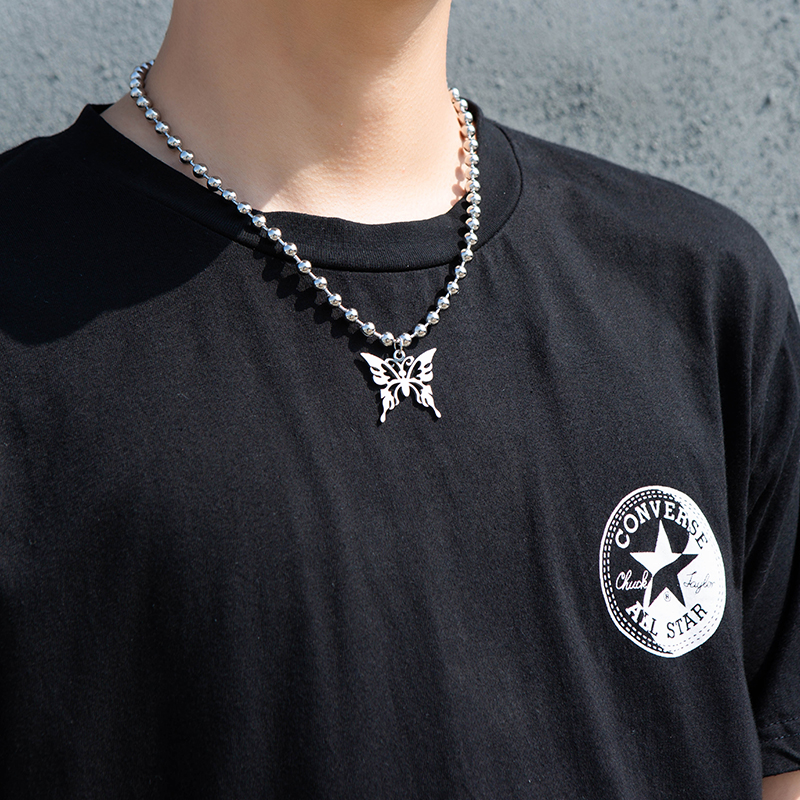 vòng cổ Thép Titan Mặt Hình Bướm Phong Cách Hiphop Cá Tính