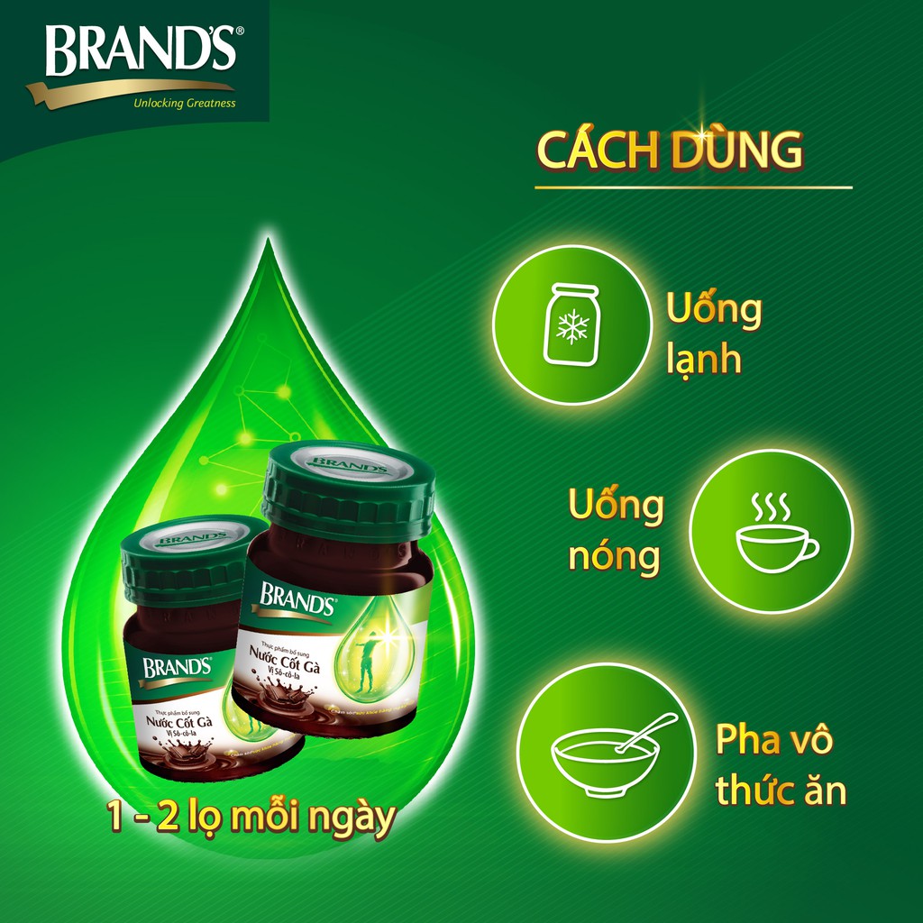 Combo 2 Hộp 6 Chai Nước Cốt Gà BRAND'S Vị Sô-cô-la Chocolate (70ml/Chai)