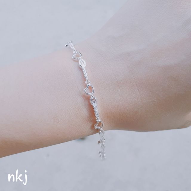 LẮC TAY BẠC NỮ HÌNH TRÁI TIM