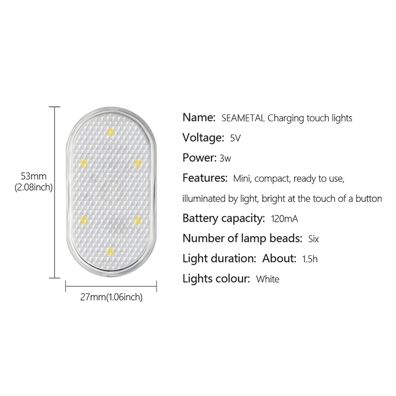 BLALION Đèn đọc sách LED không dây mini trên ô tô Đèn trần đa chức năng có thể sạc lại USB để đọc sách