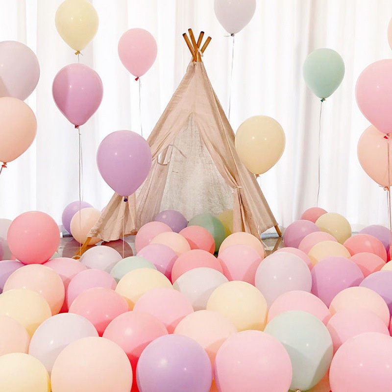 Set 100 Bong Bóng 10 inch Màu Sắc Macaron Trang Trí Tiệc Cưới/Sinh Nhật Trẻ Em