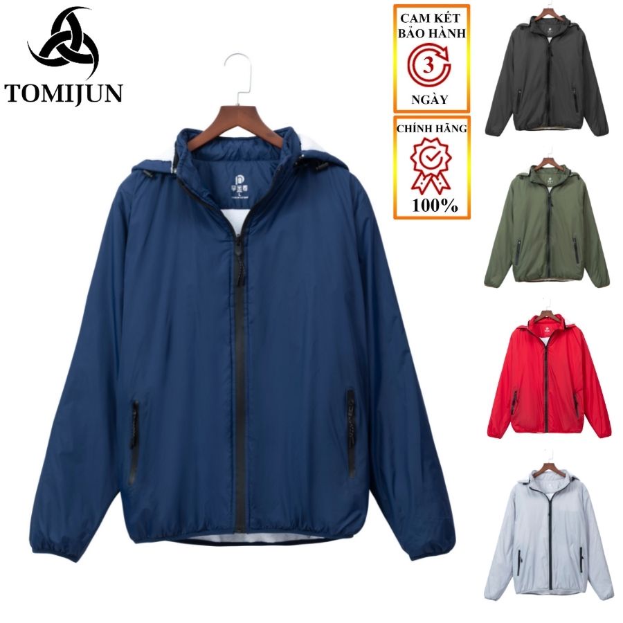 Áo khoác nam nữ, áo dù gió lót lông cừu TOMIJUN Chống nước, chống mưa, cản gió, lót lông mềm mịn, giữ ấm tối đa - AOGIO2