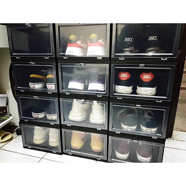 [HANG HOT] 10 hộp đựng giày Sneaker box nhựa Việt Nhật ặng kèm  1 bát ăn cơm thủy tinh cấp (lắp ghép)