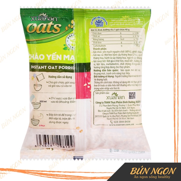 Cháo Yến Mạch Thịt Bằm Xuân An Oats 40g - Cháo Ăn Liền