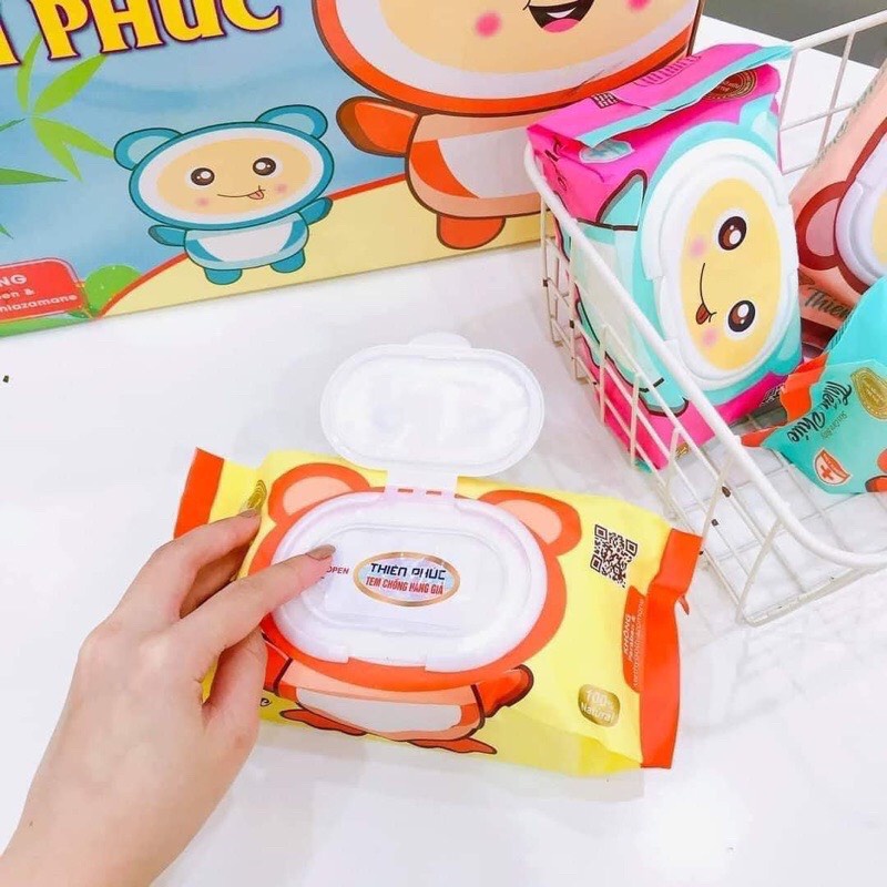 [HÀNG TỐT] KHĂN GIẤY ƯỚT BABY THIÊN PHÚC HÌNH GẤU KHÔNG MÙI