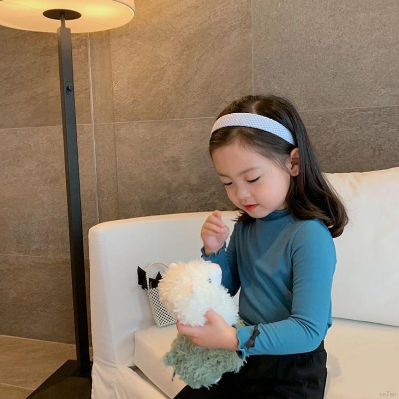 Áo sơ mi dài tay đính nơ màu trơn thời trang mùa thu dành cho bé gái Se7en