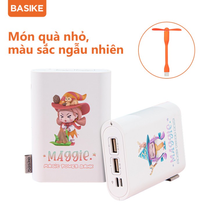 Pin Sạc Dự Phòng Basike Cho Samsung Oppo Iphone Dung Lượng 10000mah Đầu Ra 2.1a Kèm Cáp Sạc Tiện Dụng Free small fan