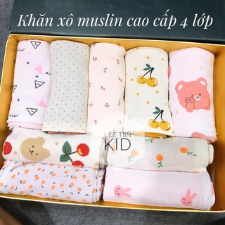 Khăn xô Muslin Hàn Quốc Organic 4 lớp cao cấp cho bé
