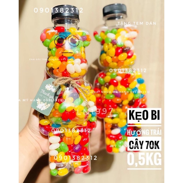 [RẺ NHẤT]chai nhựa Gấu bearick 500ml CỔ RỘNG fi 38 tặng kèm tem dán + nơ