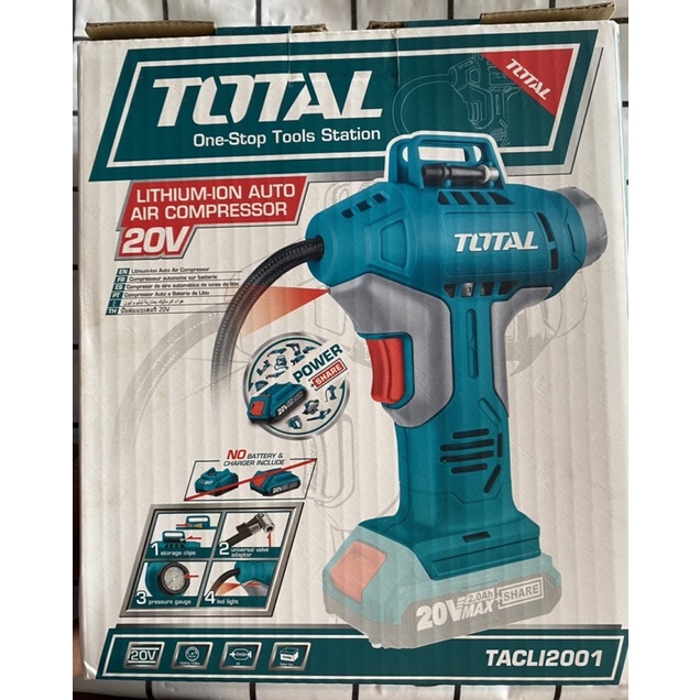 MÁY BƠM HƠI CẦM TAY TỰ ĐỘNG DÙNG PIN LITHIUM 20V TOTAL