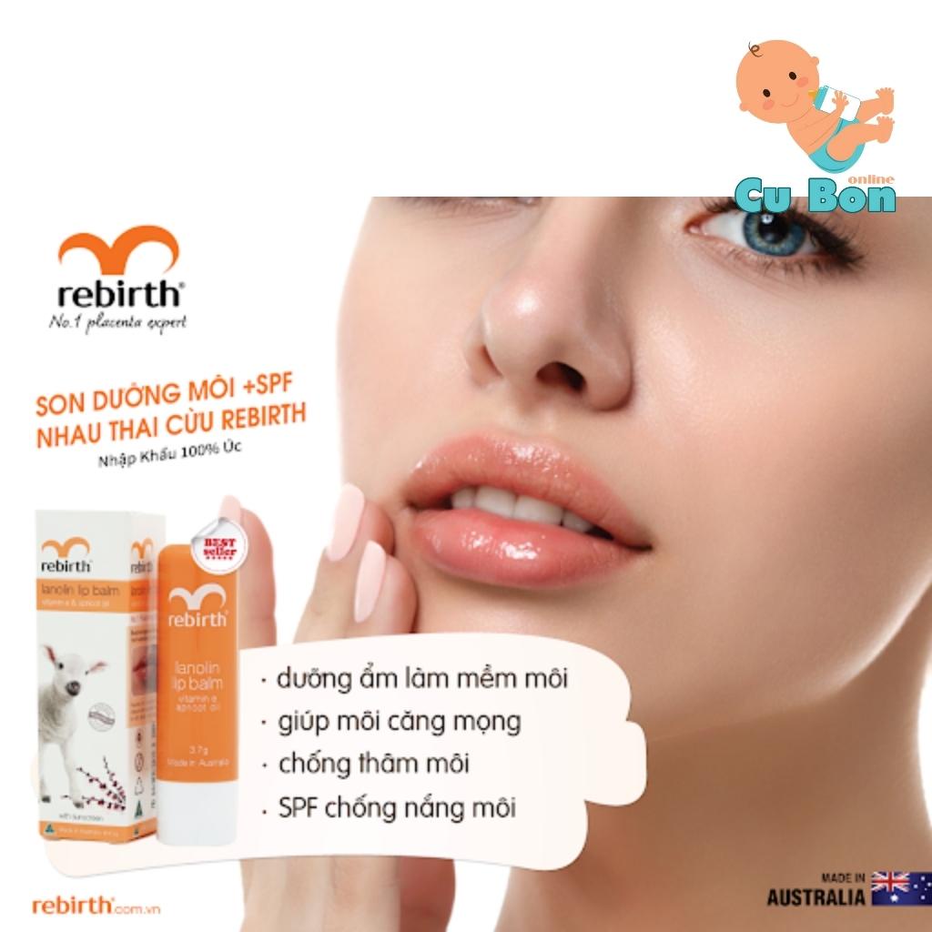 Son Dưỡng Môi Chống Nắng Nhau Thai Cừu Và Vitamin E Rebirth Lanolin Lip Balm Vitamin E &amp; Apricot Oil