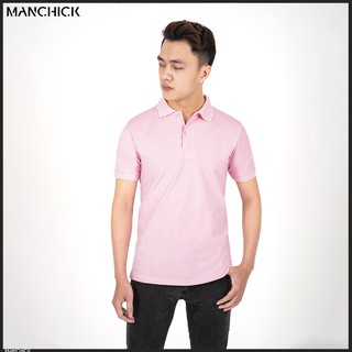 Áo thun nam trơn vải cotton cá sấu cao cấp màu hồng chủ đạo pl01