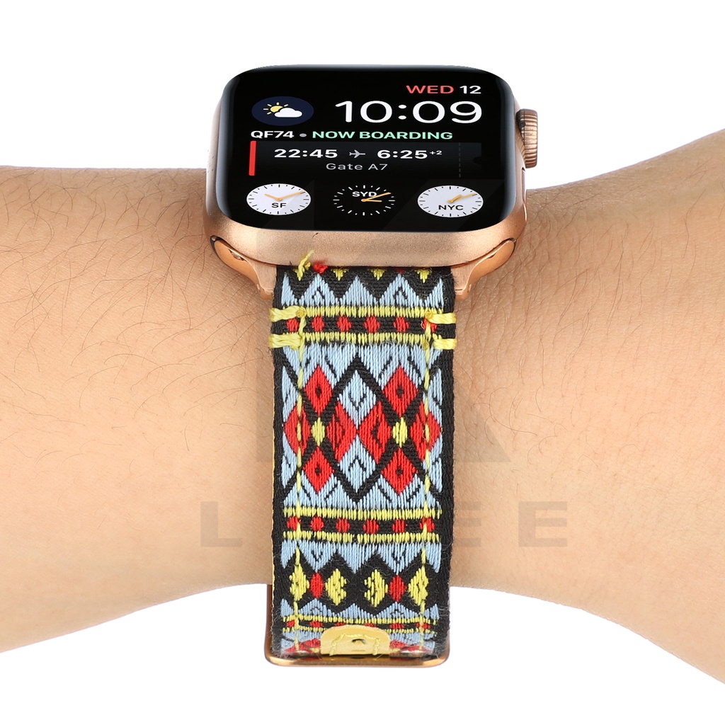 Dân gian-Tùy chỉnh Dân tộc Mới Dây đeo bằng da Tali Jam cho Apple Watch 6 5 4 Dây đeo nylon cho IWatch Series Se 1 2 3 Dây đeo Thể thao Vòng 38mm/40mm/41mm 42mm/44mm/45mm
