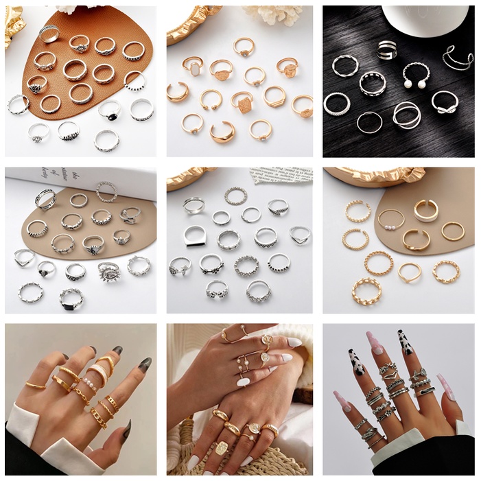 Set Nhẫn Đeo Khớp Ngón Tay Phong Cách Âu Mỹ Cho Nữ