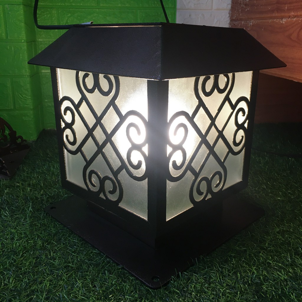 Đèn trụ cổng,đèn cột cao cấp 20x20cm, Thép 2mm sơn tĩnh điện - Điện Việt