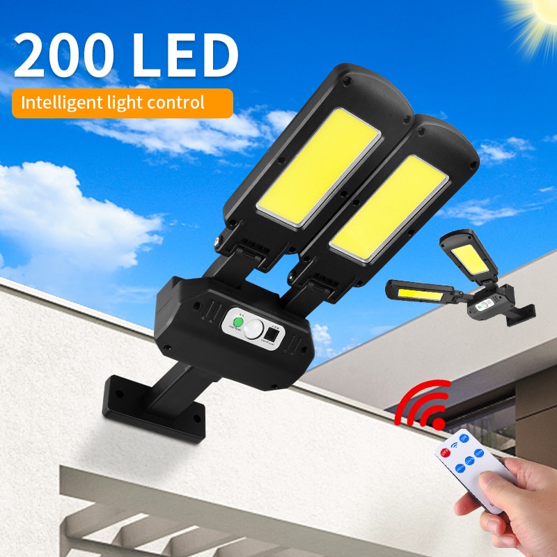 Đèn Năng Lượng Mặt Trời 200Cob 800 Lumens 4 Chế Độ Chống Nước Kèm Remote Điều Khiển Cảm Biến Chuyển Động PIR
