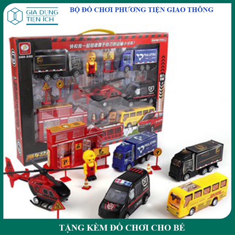 Bộ đồ chơi mô hình phương tiện giao thông thành phố, xe máy ô tô máy cho trẻ