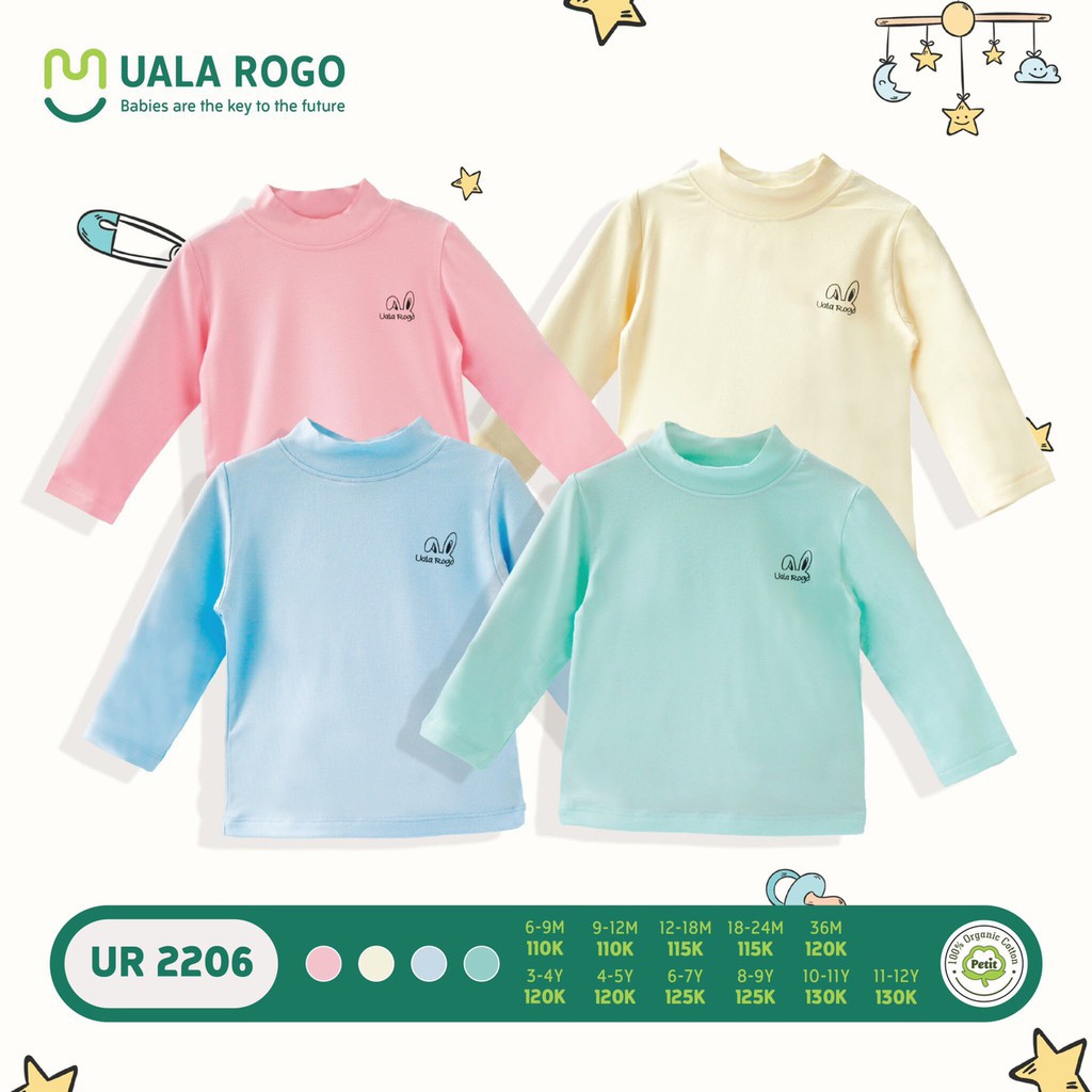 Áo giữ nhiệt Uala Rogo petit siêu mềm cổ 3 phân cho bé (6M-24M)