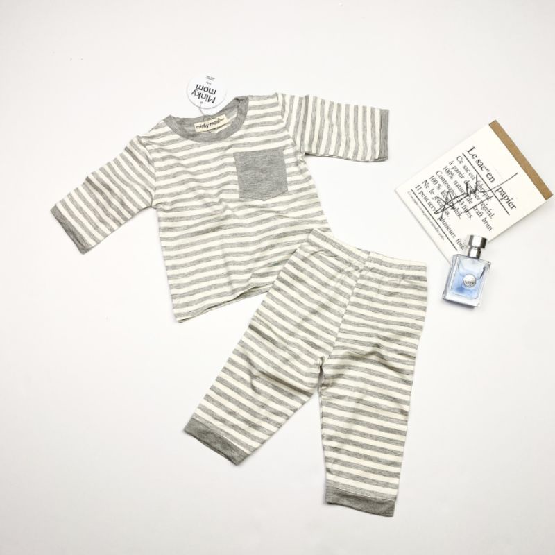 [Bé 7-32KG] BỘ TAY LỬNG QUẦN LỬNG KẺ SỌC THUN LẠNH DỆT MINKY MOM MỀM MỊN CHO BÉ