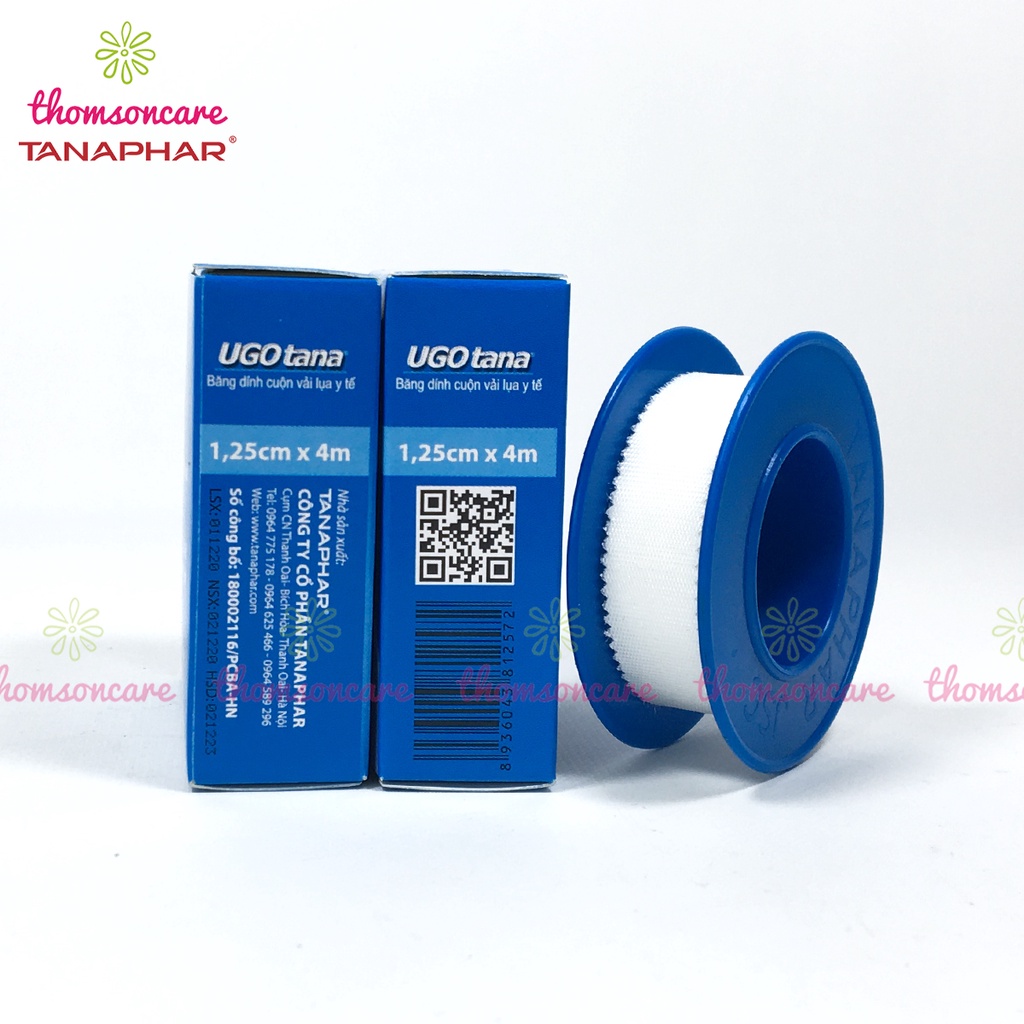 Hộp 12 cuộn băng dính cuộn vải lụa y tế UGOTANA kích thước 1,25cm x 4m - độ dính cao