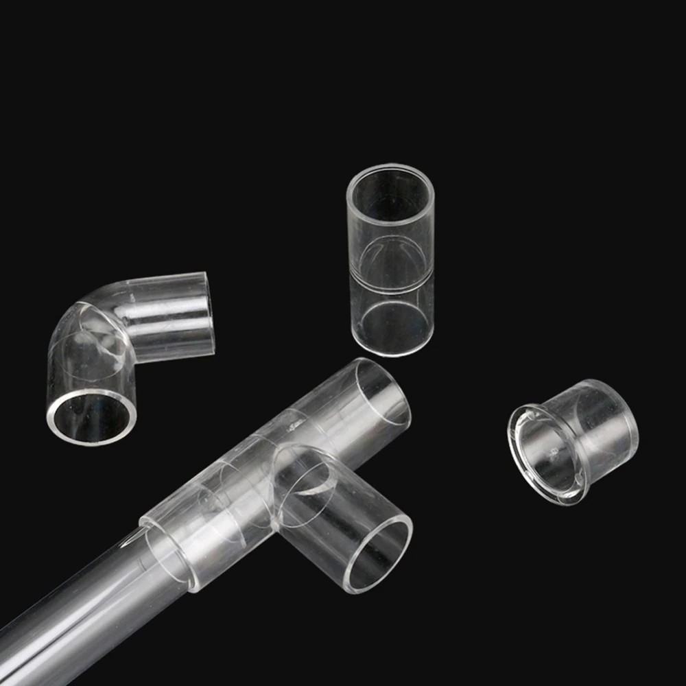 Set 2 Đầu Nối Ống Nước Chữ T / Thẳng Trong Suốt Đường Kính 20mm