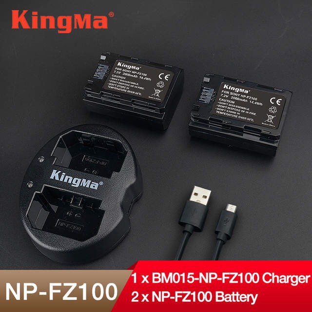 Đốc sạc đôi + 2 Pin sạc NP-FZ100 cho Sony A9 A7III A7RIII - Hàng chính hãng KINGMA