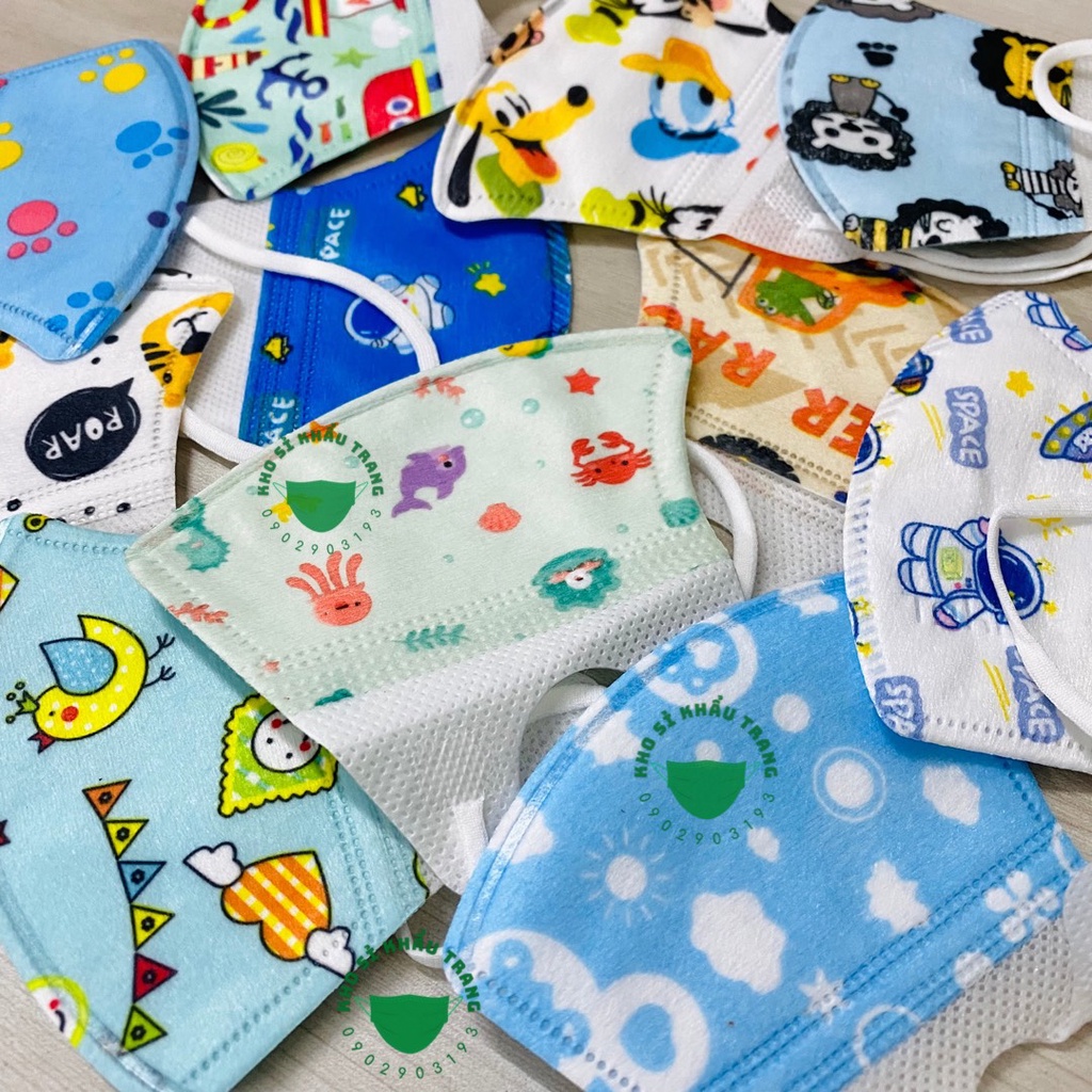 Khẩu trang 5D cho bé 0-2 tuổi hàng nội địa Trung nhiều hình cute túi 10 cái