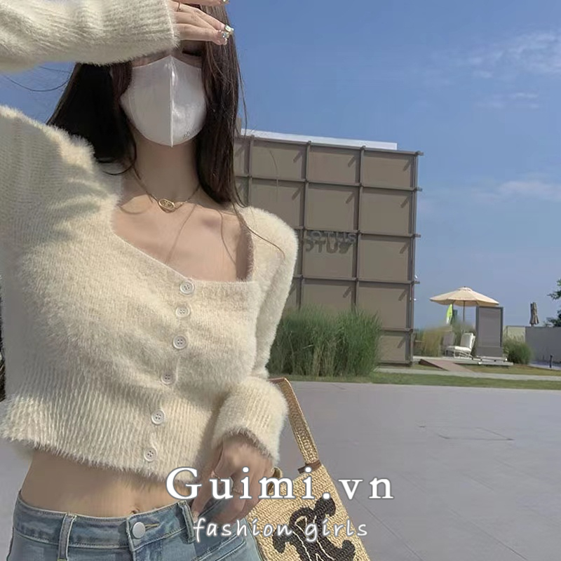 Áo cardigan NZN cổ vuông ôm dáng vừa vặn thời trang thu đông Hàn Quốc mới cho nữ